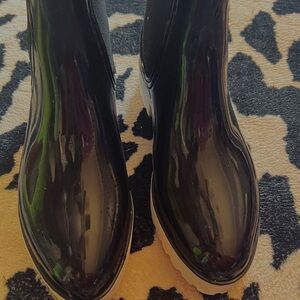 SHEIN Black Glossy Women's Rain Boots